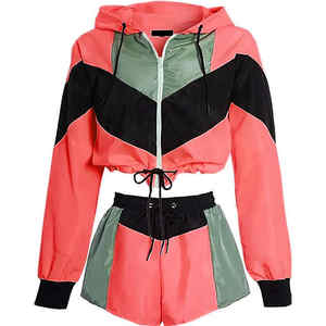 Logotipo personalizado señoras cortavientos conjuntos cortos cortavientos conjunto corto hombres Nylon hombres mujeres pantalones cortos rompevientos conjuntos - Product Image 2