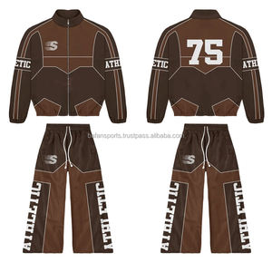 Conjunto cortavientos de ropa de calle personalizado 2025 de alta calidad de talla grande, chaqueta y pantalones con cremallera, conjunto cortavientos de nailon transpirable - Product Image 1