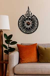 Horloge murale islamique de qualité supérieure Allah calligraphie arabe avec chiffres arabes Art mural en métal pour la maison mosquée Ramadan et Eid cadeau EAU - Product Image 3