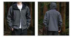 Veste de safari d'hiver en softshell pour homme, taille plus, matière polaire, couleur unie, coupe-vent, col montant, décontractée, pour la randonnée en montagne - Product Image 5