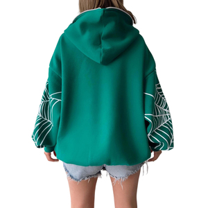 Felpa con Cappuccio Oversize Unisex in Cotone 100% con Zip, Anti-Pilling e Design <span class=keywords><strong>Spider</strong></span> Stampato su Richiesta, per Streetwear Invernale - Product Image 2