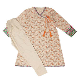 ชุดสูท 2 ชิ้นปักลายสำหรับเด็กผู้หญิง - สีน้ำตาลอ่อน - Product Image 3