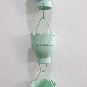 Diseño de textura, cadena de lluvia de Metal plateado para el hogar y el jardín, taza de flores colgante decorativa, canalones de agua, bajante - Product Image 5