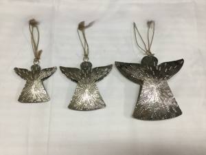 <b>Angel</b> Metal Elegant Etched Design Christmas Ball & Tree <b>Ornaments</b> Hanging Decorative Elements - Product Image 3