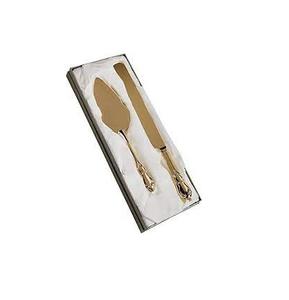 Couteau et serveur en laiton moderne pour la vaisselle, logo personnalisé, ensemble de couteaux à gâteau de mariage en laiton doré - Product Image 5
