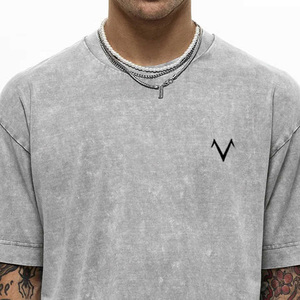 Men's 100% Cotton T Shirt Oversized <b>Acid</b> Washed <b>Drop</b> Shoulder Blank Streetwear Heavyweight Solid Men's Anti-wrinkle T Shirt - Product Image 5