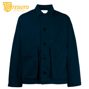 Veste en jean 100% coton tissée en satin pour hommes, vêtements de travail style rue haute, veste décontractée en jean pour hommes, manteaux en laine teintée sur mesure - Product Image 2