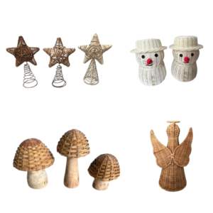 Adorno navideño de ratán de algas marinas de estilo rústico hecho a mano decoración colgante para el hogar - Product Image 1