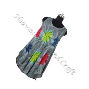 Robe longue en rayonne imprimée Tie Dye pour femmes Robe parapluie Tie Dye Colorful Design Rayon Beach Wear Umbrella Tie Dye Dress - Product Image 1