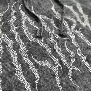 Ropa de calle personalizada para hombre Sudadera con capucha lavada con ácido pesado con diamantes de imitación Cómodo ajuste holgado Sensación como sudaderas con capucha lavadas con ácido - Product Image 5