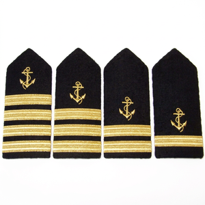 Écussons de grade militaire marine brodés sur mesure avec ancre dorée et rayures, à coudre, en tissu - Product Image 1
