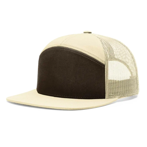 Gorras de camionero Ri 168 de alta calidad personalizadas OEM y ODM, gorras de camionero de malla polivinílica estructurada de 7 paneles personalizadas para actividades al aire libre - Product Image 1