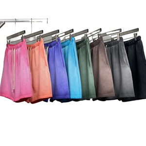 Short de plage gym 2025 avec logo personnalisé pour hommes High Street French Terry 430gsm Cotton Tie Dye Distressed Vintage Washed Lace Decoration - Product Image 4