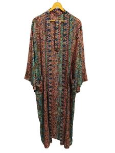 Silk <b>Kimono</b> For <b>Woman's</b> <b>Woman</b> Night Wear Long Robe, Floral Print Indian Vintage Recycled Silk Sari <b>Kimono</b>, - Product Image 6