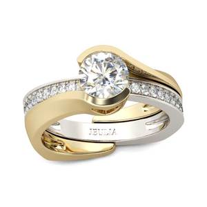 Jeulia Asymmetric Round Cut Sterling <b>Silver</b> Fashion <b>Ring</b> <b>Set</b> - Product Image 3