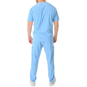 En lote Unisex de alta calidad 100% poliéster Spandex tejido transpirable Scrub Sets diseño de logotipo personalizado cuello en V Hospital de verano - Product Image 2