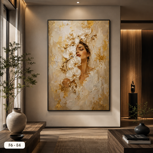 Nouvelle conception, peinture sur soie femme et fleur, modèle F6-E4, art mural de luxe, décoration moderne pour la maison, vente en gros d'usine, fabriqué au Vietnam - Product Image 5