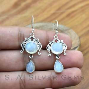 Beautiful Drop <b>Black</b> Onyx Sterling Silver Bezel Vintage <b>Dangle</b> <b>Earring</b> IGI Certified High Grade Gold Plated Party Gift - Product Image 6