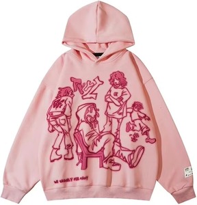 Estilo de moda Y2K Sudadera con capucha de gran tamaño con hombros caídos para mujer serigrafiada en la parte delantera y trasera capucha cálida y acogedora para mujer - Product Image 3
