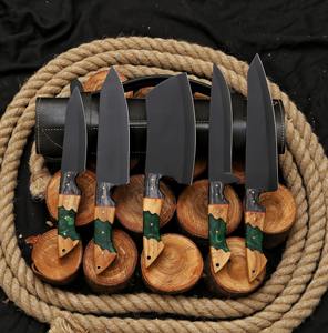 Vente en gros personnalisé OEM ODM Coutellerie Fabrication artisanale Set de couteaux de cuisine en acier Damas avec gaine Set de couteaux de chef Couteaux de chef - Product Image 6