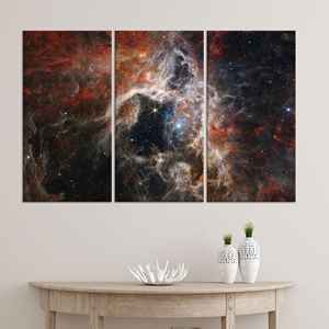 Impresión en lienzo espacial de la nebulosa cósmica - Arte de pared de la galaxia profunda, JUEGO DE 3 LIENZOS - Product Image 1