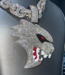 High Quality Two Tone Sterling <b>Silver</b> & Gold Hip Hop Iced Out <b>Charms</b> Custom Name Pendant with IGI Certified Moissanite - Product Image 3