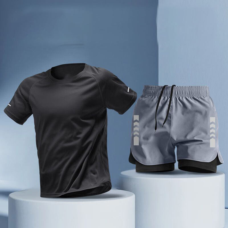 ชุดสองชิ้นสีดำและสีเทา [วิ่งออกกำลังกายเหงื่อออก]