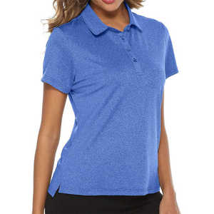 Polo de mujer transpirable con logotipo personalizado de alta calidad, camiseta Polo estampada ajustada de algodón y poliéster para mujer - Product Image 1