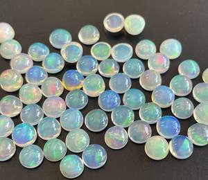 Cabujón redondo de ópalo etíope natural de 7mm con reverso plano, excelente piedra preciosa de cabujón redondo de ópalo de calidad multifuego - Product Image 3