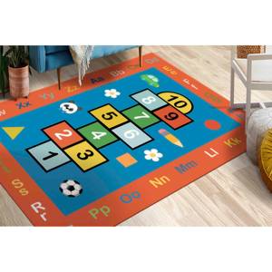 Tapis pour enfants Hopscotch : Alphabet, chiffres, décoration de salle de jeux, tapis imprimé, tapis fin non tissé - Product Image 3