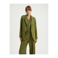 Blazer tissé imprimé pour femme, manches longues, poches, broderie 3D, logo au dos, design élégant, sans doublure, sans ceinture