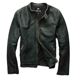 Veste en cuir pour homme, style biker décontracté, rétro, effet vieilli, cuir véritable, streetwear vintage, veste de moto en cuir - Product Image 4