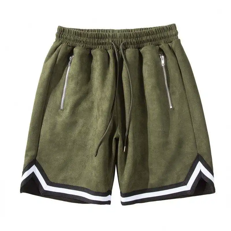 Pantalones cortos deportivos de PANA con bolsillo y cremallera para hombre, pantalones cortos gruesos, novedad de verano, Color sólido, 2024