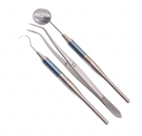Set Peralatan Pemeriksaan Gigi 3-Piece Dental Kit Cermin Explorer Pinset Instrumen Manual Baja Tahan Karat Jerman Berkualitas Tinggi 1 Tahun