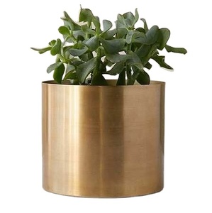 Maceta redonda decorativa para jardín, maceta de flores de oro antiguo, para uso en Hotel - Product Image 1