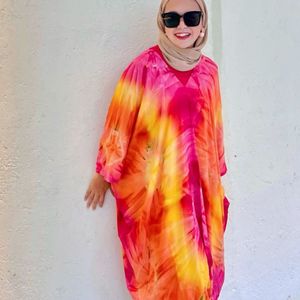 Caftan musulman à la mode doux rayonne TieDye robe pour les femmes - Product Image 3