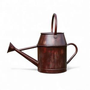 Embossed Antique Copper Watering Can with Vintage Tapered Body Curved <b>Handle</b> and <b>Long</b> Pour Spout - Product Image 2