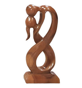 Escultura 'Beso del Día de San Valentín' de Madera Maciza Hecha a Mano, Diseño Artístico Tallado y Grabado, Decoración de Mesa Pulida a Mano - Product Image 1