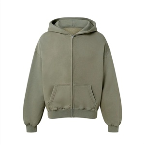 Custom Heavyweight <b>Zip</b> Hoodie Men Oversized Fleece Full <b>Zip</b> <b>Hooded</b> Sweatshirt Custom Logo Private Label OEM ODM Manufacturer - Product Image 1