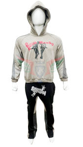 เสื้อฮู้ดดี้ผู้ชายปักลายเอง สไตล์วินเทจ ผ้าฟลีซ ล้างสีแบบวินเทจ ลายทาง สำหรับฤดูหนาว สวมใส่สบาย - Product Image 3