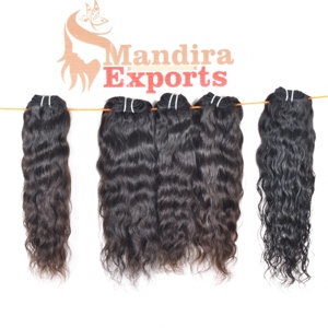 Extensiones de Cabello Remy Virgen 100% Natural al por Mayor, de Alta Calidad, Color Negro Natural, Ondulado Natural, Paquetes de Cabello Humano Indio Temple - Product Image 3