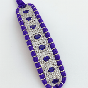 Bracelet en argent sterling Rhaya Jewels, style bohème classique, améthyste et CZ, plaqué rhodium, 26,20 g, 6x4 mm, cadeau tendance - Product Image 2