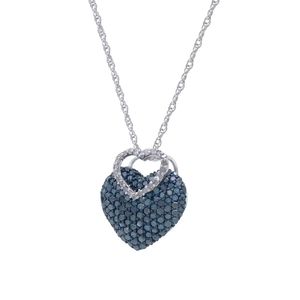 Collar con Colgante de Corazón de Diamante Azul, Cadena de Plata de Ley 925 para Mujer, Joyería para Boda y Compromiso - Product Image 1