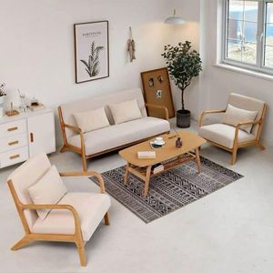 ชุดโซฟา211ที่นั่งทำจากไม้สักคุณภาพสูงมีพนักพิงและหมอนอิงสีไม้ธรรมชาติเหมาะสำหรับห้องนั่งเล่น - Product Image 5