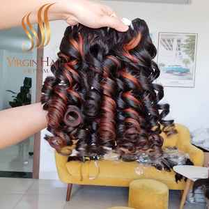 Perruques en cheveux humains vietnamiens, qualité 10A, Remy vierge, boucles rebondissantes, mèches alignées sur la cuticule, couleur personnalisée, longueur de 4 à 36 pouces, fabrication à la machine - Product Image 1