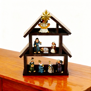 Set Natalizio in Resina Dipinto a Mano Personalizzato all'Ingrosso, Angelo, Sacra Famiglia, Re Magi e Animali, Artigianato Rustico - Product Image 1