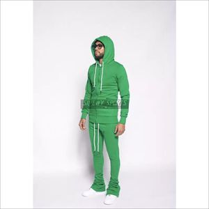 Ensemble de survêtement décontracté pour homme en coton 100%, taille plus, molleton, sweat-shirt à capuche, jogging, broderie personnalisée, écologique, actif - Product Image 2