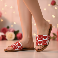 Geborduurde 2026 Valentijnsdag Slippers Handgemaakt Open Teen Dames Hoge Kwaliteit Ecologisch Comfortabel Ademend Echt Lederen Buitenzool
