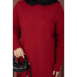 เสื้อสเวตเตอร์ถักลายบาคลาวาสีแดงแบบลำลองสำหรับฤดูหนาวของวีเนีย - Product Image 4