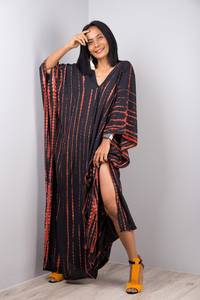 Batwing Tie Dye ชุด Kaftan ไซส์ใหญ่พิเศษ Boho Maxi สำหรับฤดูร้อนรีสอร์ท - Product Image 5